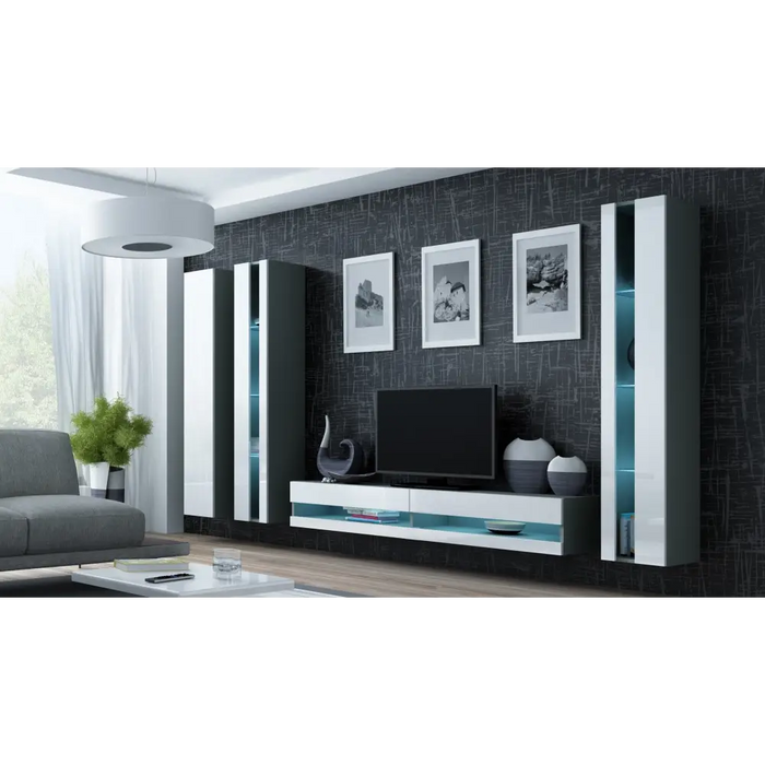 Cama TV stand VIGO NEW 30/180/40 grey/white gloss - TV cabinets made of furniture boardSTV-ZPM<<<TV