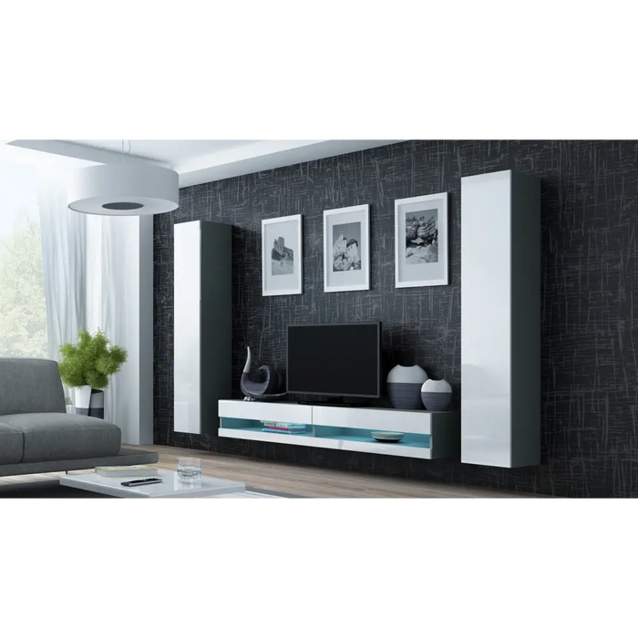 Cama TV stand VIGO NEW 30/180/40 grey/white gloss - TV cabinets made of furniture boardSTV-ZPM<<<TV