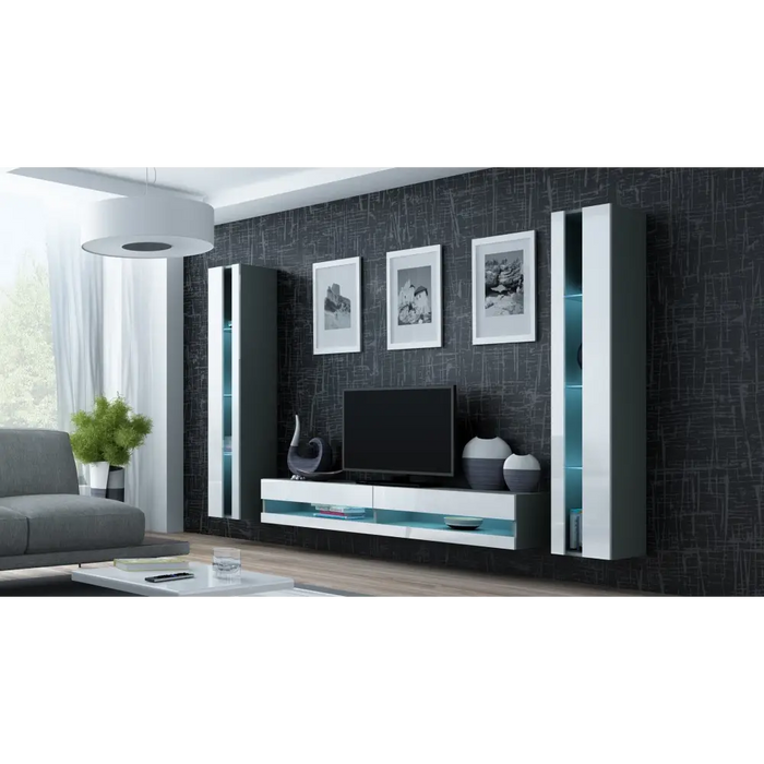 Cama TV stand VIGO NEW 30/180/40 grey/white gloss - TV cabinets made of furniture boardSTV-ZPM<<<TV