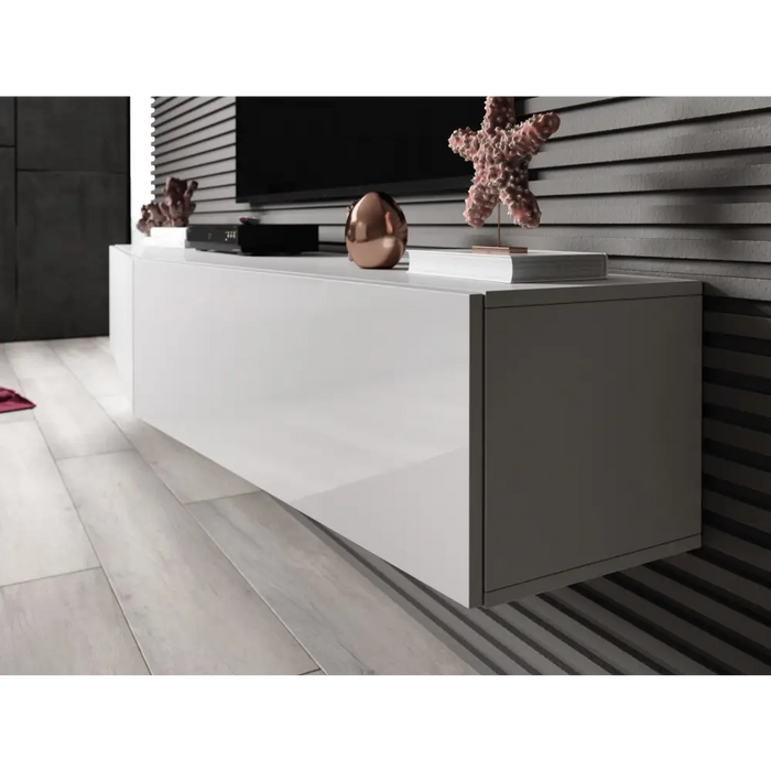 Cama TV stand VIGO SLANT 180cm (2x90) white/white gloss - TV cabinets made of furniture boardSTV-ZPM<<<TV