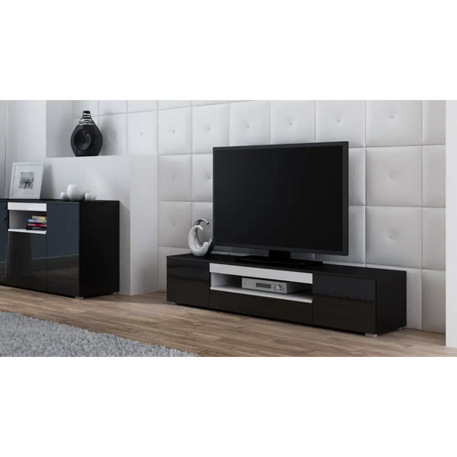 Cama TV stand VIVA 180 black/black gloss + white - TV cabinets made of furniture boardSTV-ZPM<<<TV