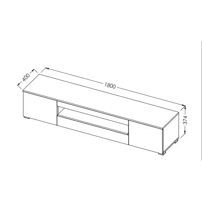Cama TV stand VIVA 180 white/white gloss + black - TV cabinets made of furniture boardSTV-ZPM<<<TV