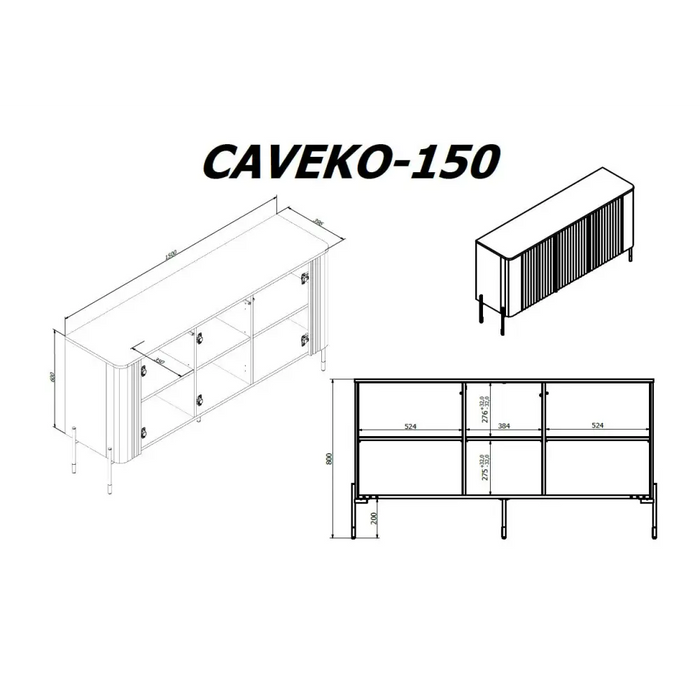 Cama VERA chest of drawers 150x40x80 cashmere matt - Chests of drawers made of furniture