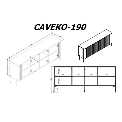 Cama VERA chest of drawers 190x40x80 matt white - Chests of drawers made of furniture