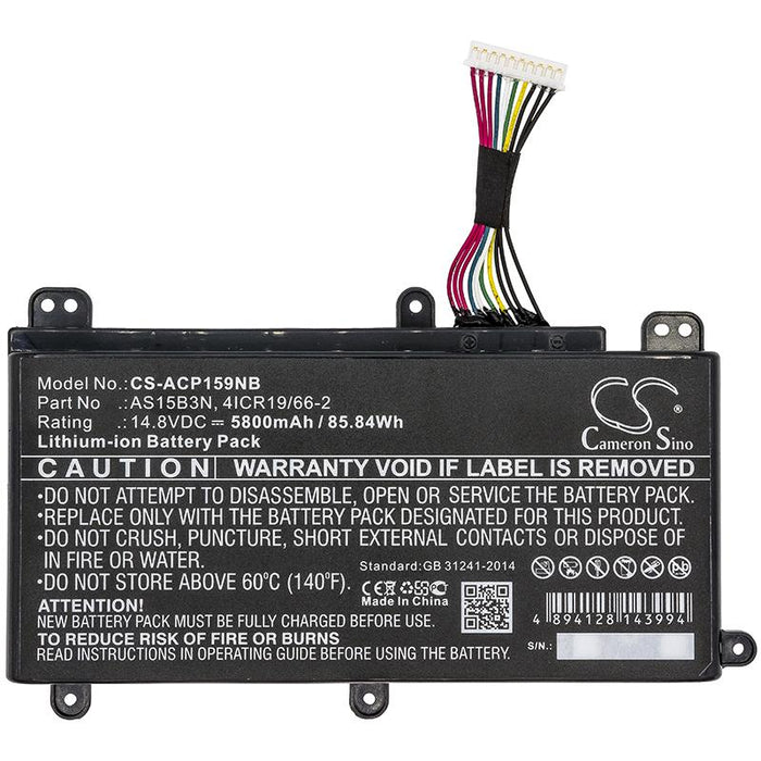 CAMERON SINO AS15B3N Laptop Battery for Acer Predator 15 G9-591, G9-592, G9-593, 17, G9-791, G9-792, G9-793, 17X, GX-791, GX-792, 21X, 14.4V, 5800mAh