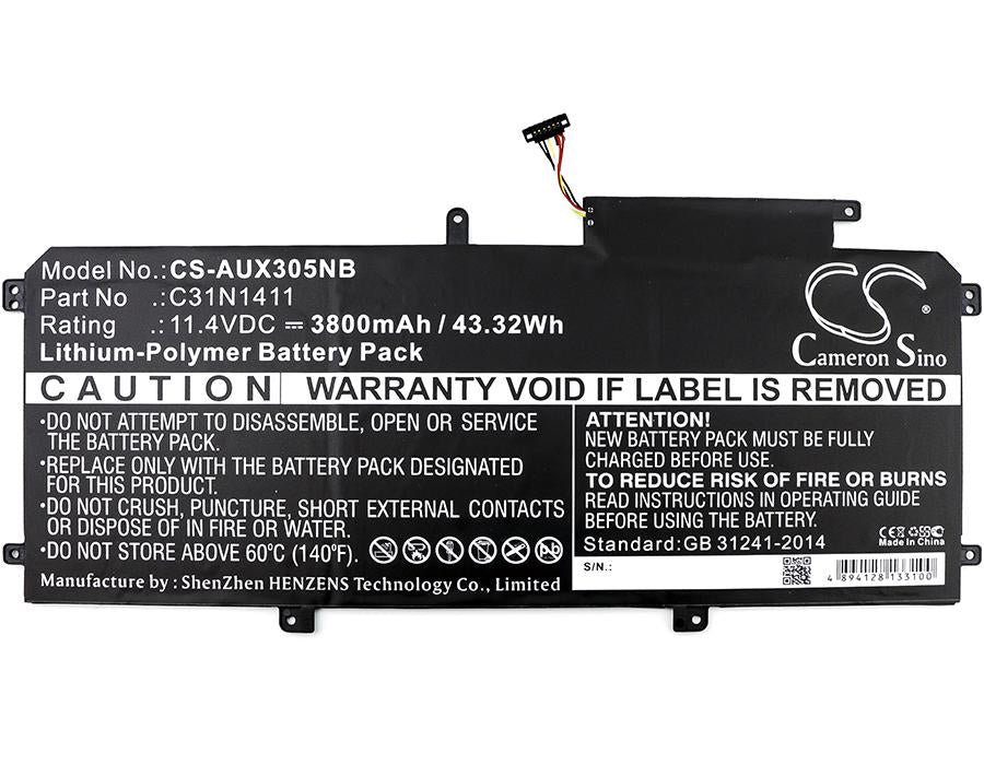 Laptop battery C31N1411, Asus ZenBook UX305C, UX305CA, UX305F, UX305FA, 11.4V, 3800 mAh CAMERON SINO