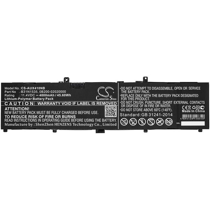 Battery for laptop ASUS UX310 UX410A B31N1535 CS-AUX410NB 11.1V 4400mAh CAMERON SINO