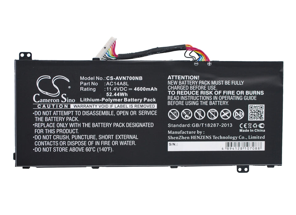 Battery for laptop Acer Aspire Nitro V15 VN7-571G VN7-572G VN7-591G VN7-592G i V17 VN7-791G VN7-792G AC14A8L, 11.4V, 4600mAh CAMERON SINO