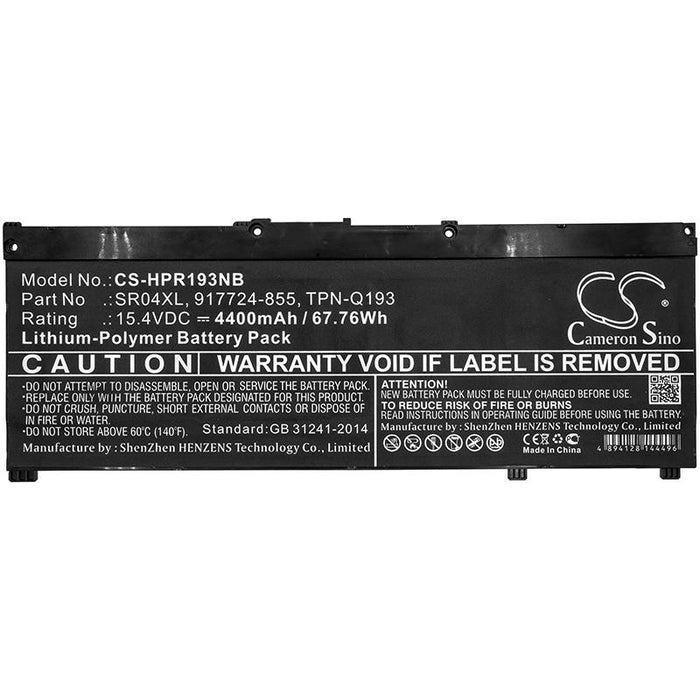 HP Omen 15-ce000ng Laptop Battery; Pavilion 15-CE015DX SR04XL LiPo 15.4V 4400mAh CAMERON SINO