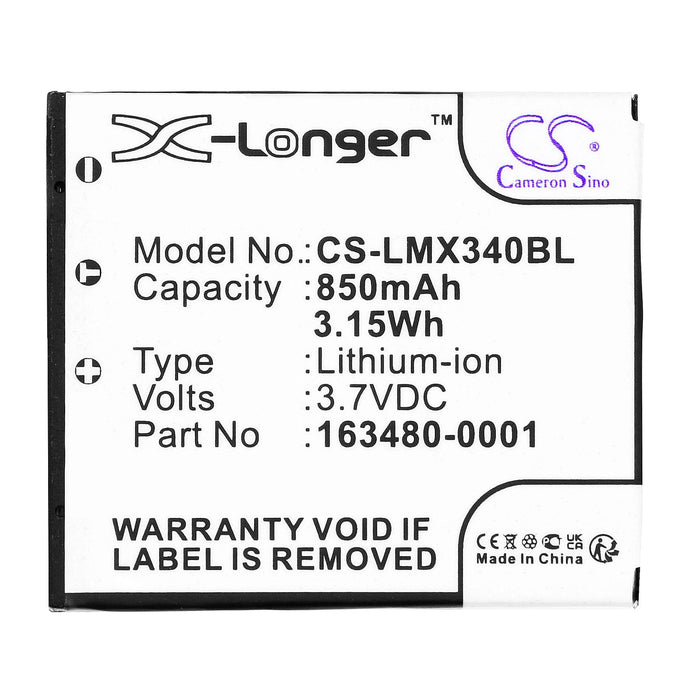 Battery for barcode scanner Honeywell Voyager 1602G 8650 8670, LXE LX34L1-G LiIon 3.7V 850mAh Cameron Sino