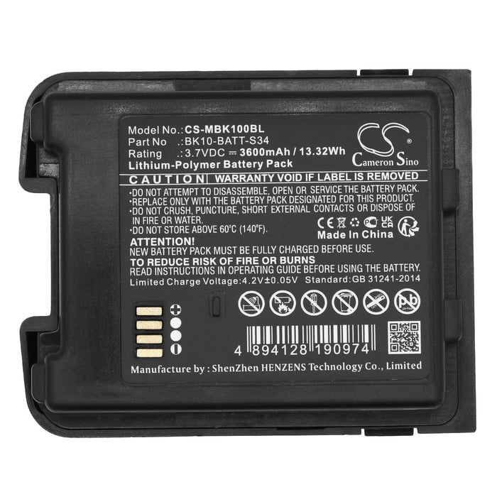 M3 Mobile BK10 LiPo 3.7V 3600mAh Cameron Sino Barcode Scanner Battery