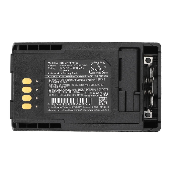 Battery for radio Motorola CEP400, MTP800 AP-6574 Liion 3.7V 2200mA Cameron Sino