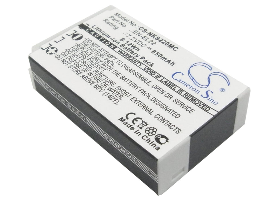Camera battery NIKON J4/S2 EN-EL22 CS-NKS220MC 3.8V 3000mAh CAMERON SINO