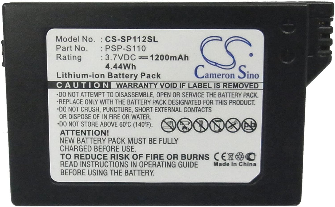 Cameron Sino Battery, For PlayStation Sony PSP-S110 PSP-2000, PSP-3000 CS-SP112SL, LiIon 3.7V, 1200mAh