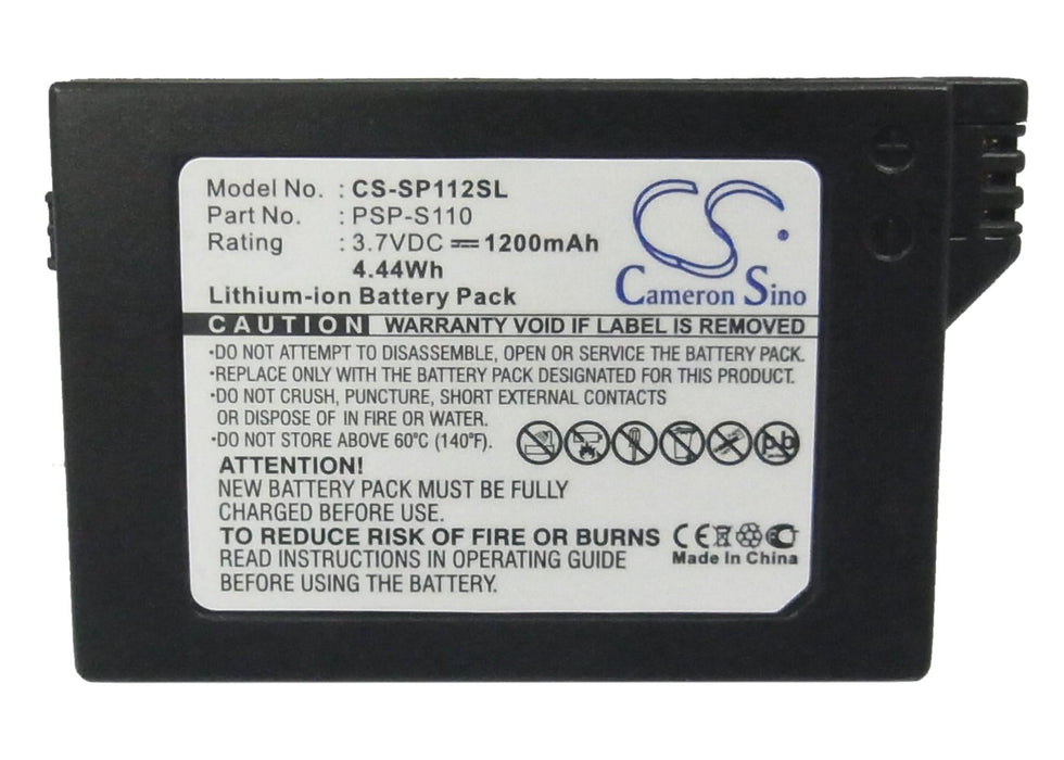 Cameron Sino Battery, For PlayStation Sony PSP-S110 PSP-2000, PSP-3000 CS-SP112SL, LiIon 3.7V, 1200mAh
