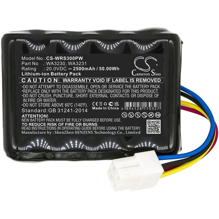 Cameron Sino Battery, For Robot Mower WORX Landroid S 390m2, Landroid S300 FERREX R800 Smart 20V 2500mAh Cameron Sino