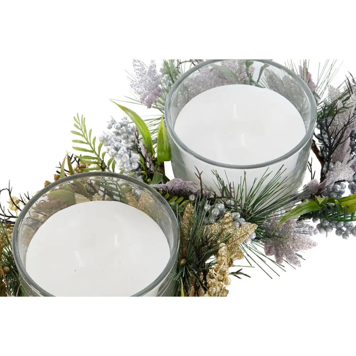 Candle DKD Home Decor Golden Silver Christmas 21,5 x 21,5 x 8,5 cm (2 Units) - Декорация и Осветление<<<Дом