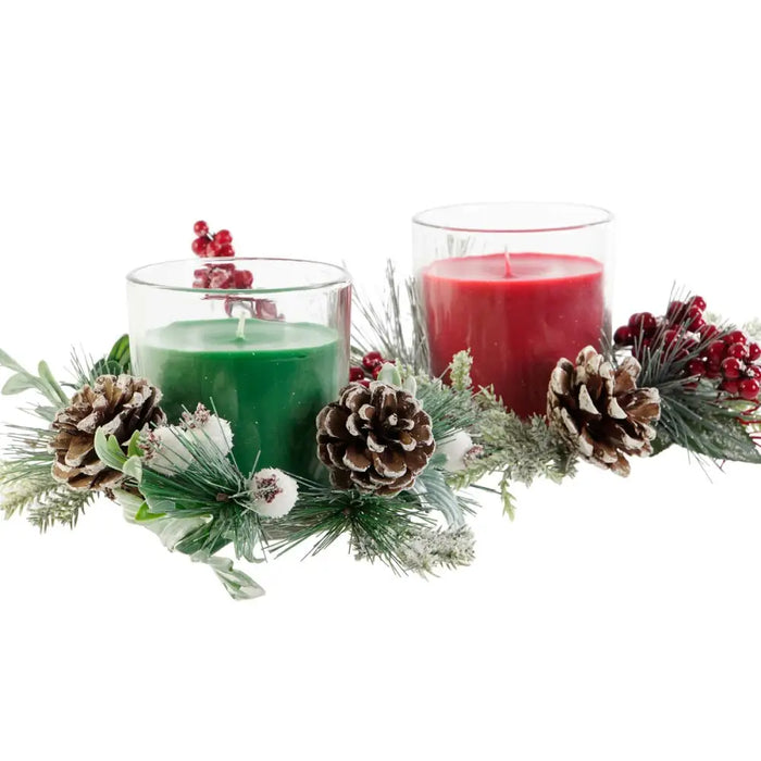 Candle DKD Home Decor Red Green 20 x 20 x 9 cm 8 x 8 x 9 cm (2 Units) - Декорация и Осветление<<<Дом