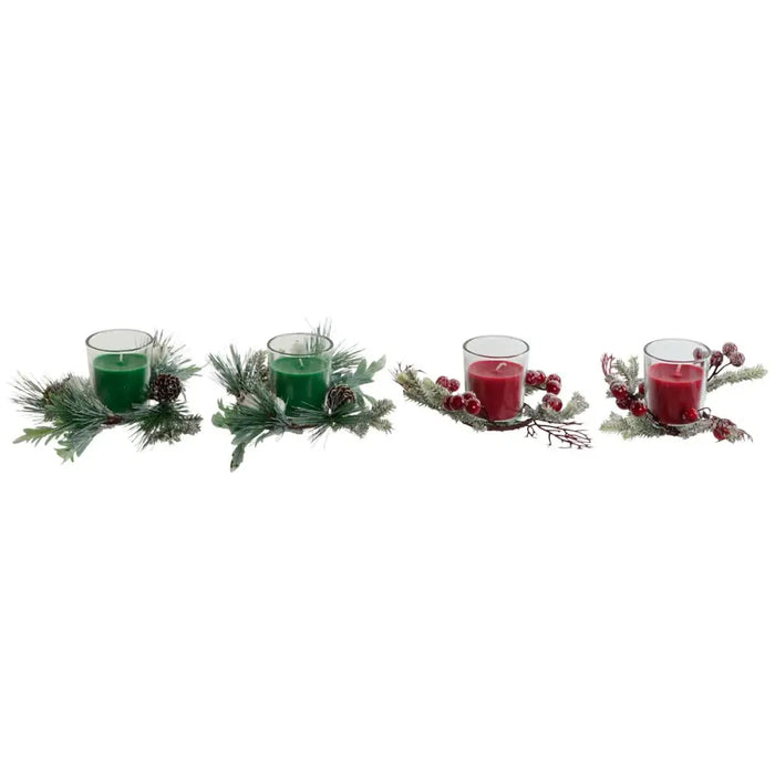 Candle DKD Home Decor Red Green 5,5 x 5,5 x 6,5 cm (2 Units) - Декорация и Осветление<<<Дом Градина<<<BigBuy&&&Коледни