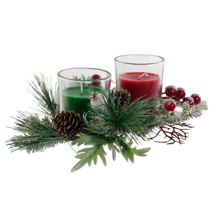 Candle DKD Home Decor Red Green 5,5 x 5,5 x 6,5 cm (2 Units) - Декорация и Осветление<<<Дом Градина<<<BigBuy&&&Коледни