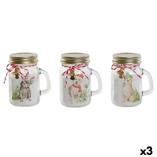 Candle DKD Home Decor White Golden Christmas 8 x 5 x 9 cm (3 Units) - Декорация и Осветление<<<Дом