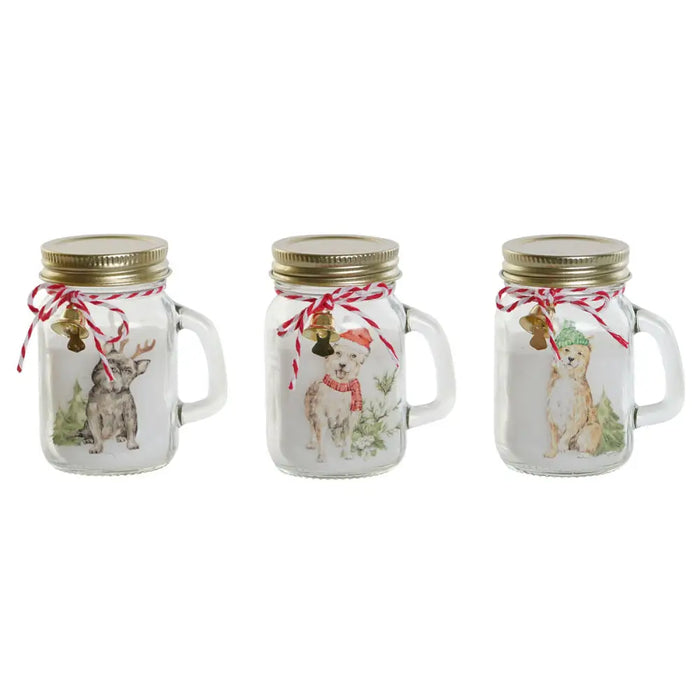 Candle DKD Home Decor White Golden Christmas 8 x 5 x 9 cm (3 Units) - Декорация и Осветление<<<Дом