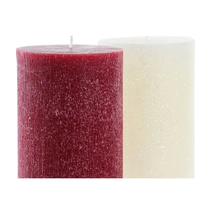 Candle DKD Home Decor White Red Christmas 9 x 9 x 15 cm (2 Units) - Декорация и Осветление<<<Дом