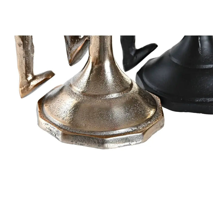 Candle Holder DKD Home Decor 12 x 10 x 27 cm Champagne Black Aluminium Modern (2 Units) - Декорация и Осветление<<<Дом