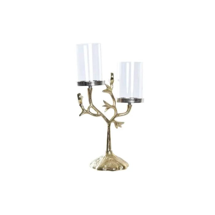Candle Holder DKD Home Decor Crystal Golden Aluminium Birds (29 x 15 x 48 cm) - Декорация и Осветление<<<Дом