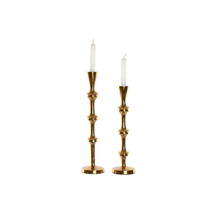 Candle Holder Home ESPRIT Golden Aluminium Modern 8 x 8 x 36 cm (2 Units) - Декорация и Осветление<<<Дом