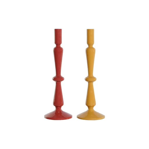 Candle Holder Home ESPRIT Mustard Terracotta Aluminium 10 x 10 x 32 cm (2 Units) - Декорация и Осветление<<<Дом