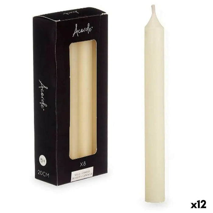 Candle Set Acorde Cream 2 x 2 x 20 cm 8,5 x 21 x 4,5 cm (12 Units) - Декорация и Осветление<<<Дом