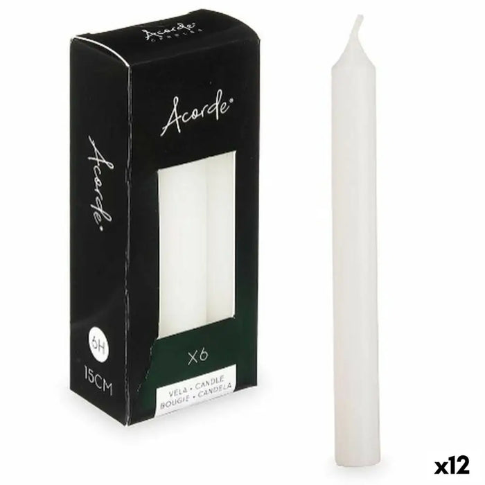 Candle Set Acorde White 2 x 2 x 15 cm 6 x 15 x 4 cm (12 Units) - Декорация и Осветление<<<Дом Градина<<<BigBuy&&&Свещи