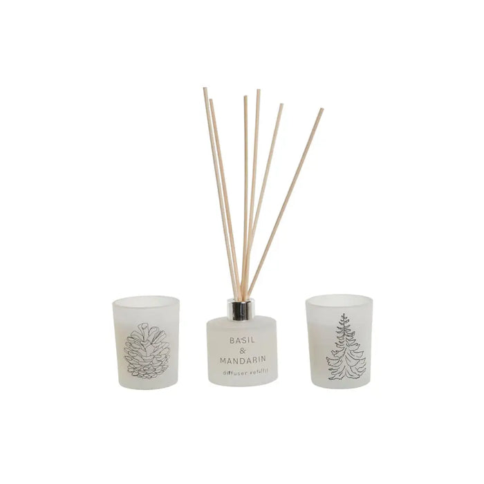 Candle Set DKD Home Decor White Christmas 5 x 5 x 6 cm - Декорация и Осветление<<<Дом Градина<<<BigBuy&&&Коледни