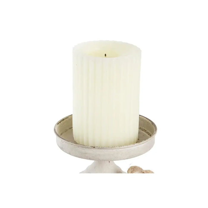 Candleholder DKD Home Decor 13 x 13 x 17,5 cm Metal White - Декорация и Осветление<<<Дом Градина<<<BigBuy&&&Свещи и