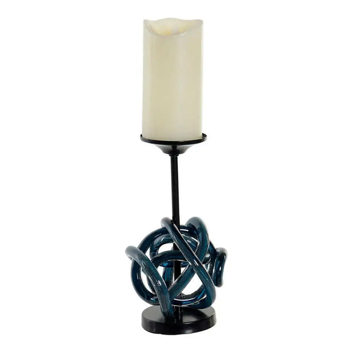 Candleholder DKD Home Decor Blue Metal Crystal 13 x 13 x 25 cm - Декорация и Осветление<<<Дом Градина<<<BigBuy&&&Свещи