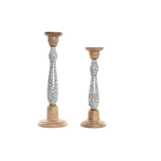 Candleholder DKD Home Decor Metal Mango wood (17 x 17 x 52,5 cm) (2 Pieces) - Декорация и Осветление<<<Дом