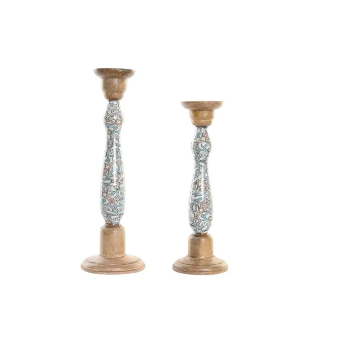 Candleholder DKD Home Decor Metal Mango wood (17 x 17 x 52,5 cm) (2 Pieces) - Декорация и Осветление<<<Дом