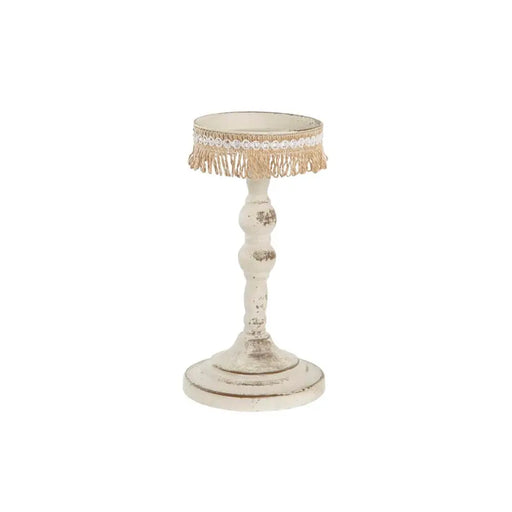 Candleholder DKD Home Decor Metal White 13 x 13 x 25 cm - Декорация и Осветление<<<Дом Градина<<<BigBuy&&&Свещи и