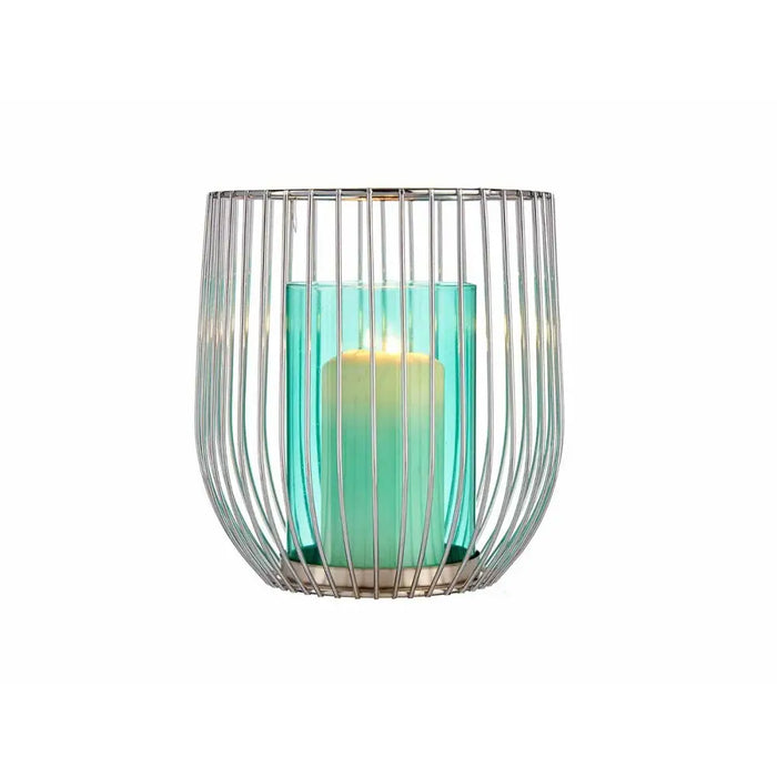 Candleholder Gift Decor Blue Silver Metal Glass 15 x 17 x 15 cm (8 Units) - Декорация и Осветление<<<Дом