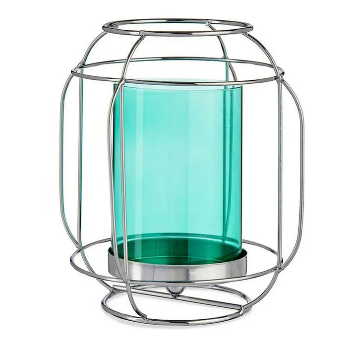 Candleholder Gift Decor Blue Silver Metal Glass 19 x 20 x 19 cm Lantern - Декорация и Осветление<<<Дом