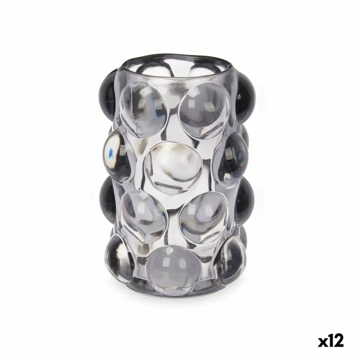 Candleholder Gift Decor Grey Crystal 8,4 x 12,5 x 8,4 cm Microbeads (12 Units) - Декорация и Осветление<<<Дом