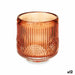 Candleholder Gift Decor Orange Tile Crystal 7,5 x 7,8 x 7,5 cm Stripes (12 Units) - Декорация и Осветление<<<Дом