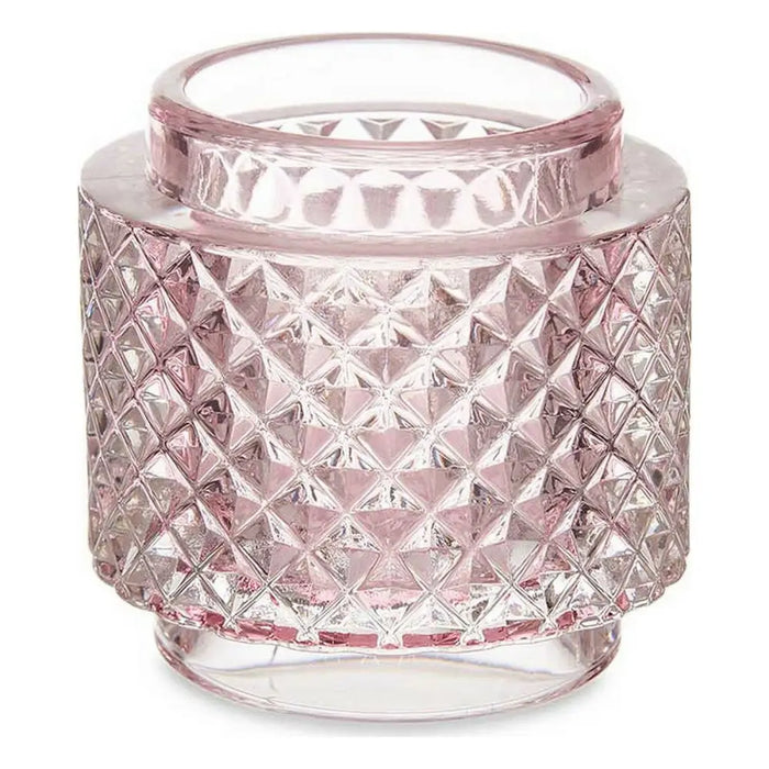 Candleholder Gift Decor Pink Glass 9 x 8,8 x 9 cm - Декорация и Осветление<<<Дом Градина<<<BigBuy&&&Свещи и