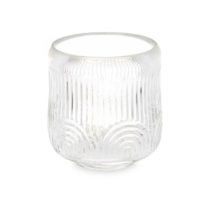 Candleholder Gift Decor Transparent Crystal 9 x 9,5 x 9 cm Stripes (12 Units) - Декорация и Осветление<<<Дом