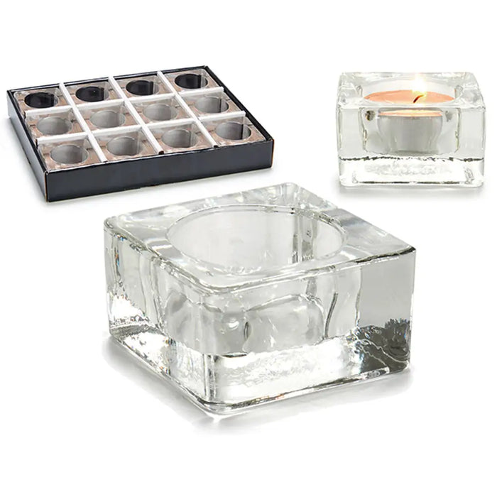Candleholder Gift Decor Transparent Glass 6 x 3 x 6 cm (12 Units) - Декорация и Осветление<<<Дом