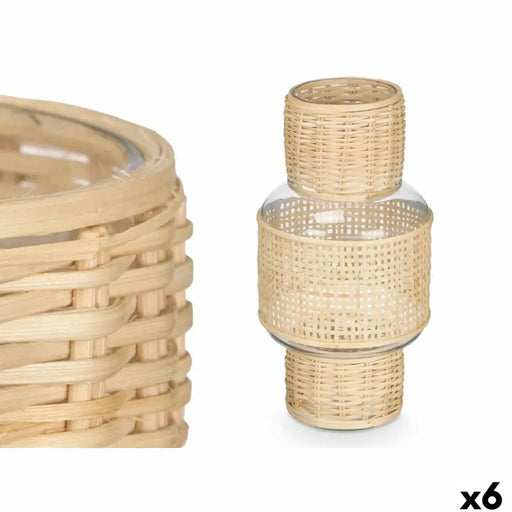 Candleholder Gift Decor Transparent Natural Glass Rattan 15,5 x 31 x 15,5 cm (6 Units) - Декорация и Осветление<<<Дом