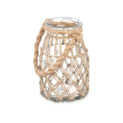 Candleholder Gift Decor Transparent Natural Glass Rope 14 x 21 cm 16 x 21 x 14 cm Tin (6 Units) - Декорация и