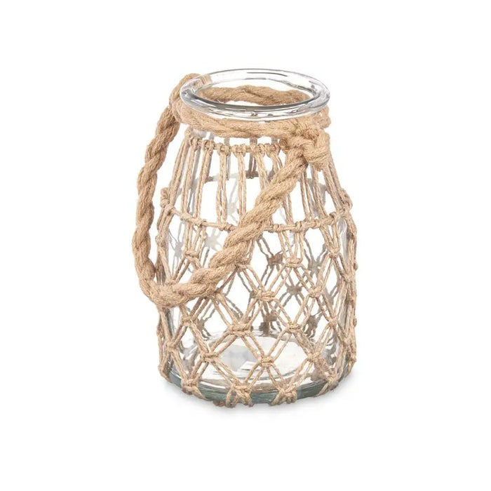 Candleholder Gift Decor Transparent Natural Glass Rope 14 x 21 cm 16 x 21 x 14 cm Tin (6 Units) - Декорация и