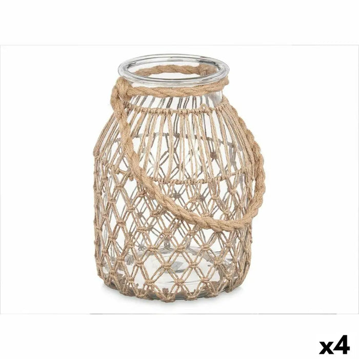 Candleholder Gift Decor Transparent Natural Glass Rope 20 x 30 cm 20 x 30 x 20 cm Tin (4 Units) - Декорация и